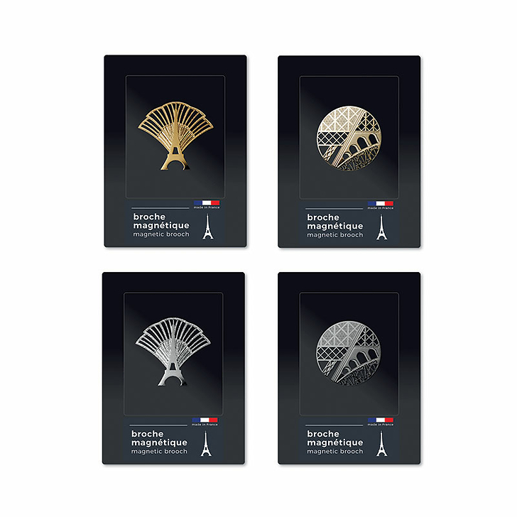 Magnetic Brooch Festive Eiffel Tower Silver-plated - tout simplement,