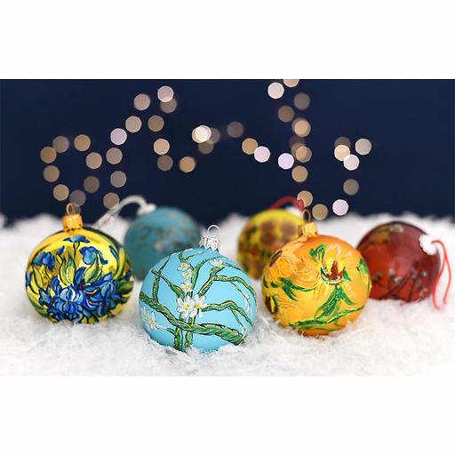 Boule de Noël à paillettes Vincent van Gogh - Amandier en fleurs