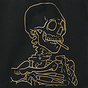 Sac Vincent van Gogh - Crâne de squelette fumant une cigarette - 38x36cm