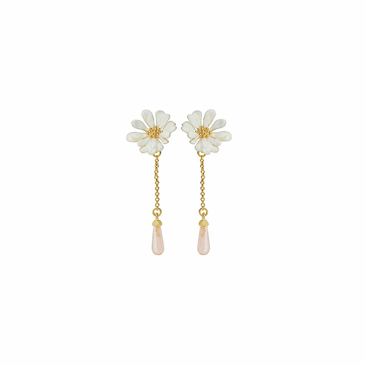 Boucles d'oreilles pendantes Clips Fleur Blanche Berthe Morisot - Les Néréides X Musée d'Orsay