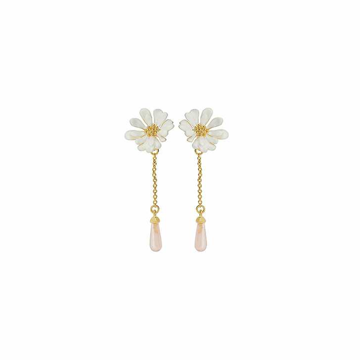 Boucles d'oreilles pendantes Clips Fleur Blanche Berthe Morisot - Les Néréides X Musée d'Orsay