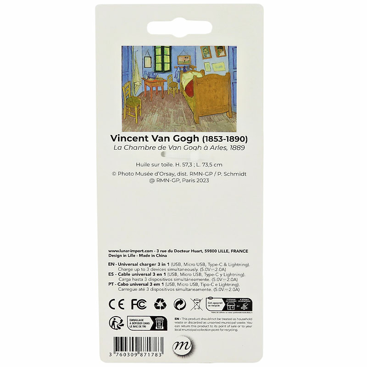 Multicâbles 3 en 1 Vincent van Gogh - Lit / La chambre de Van Gogh à Arles