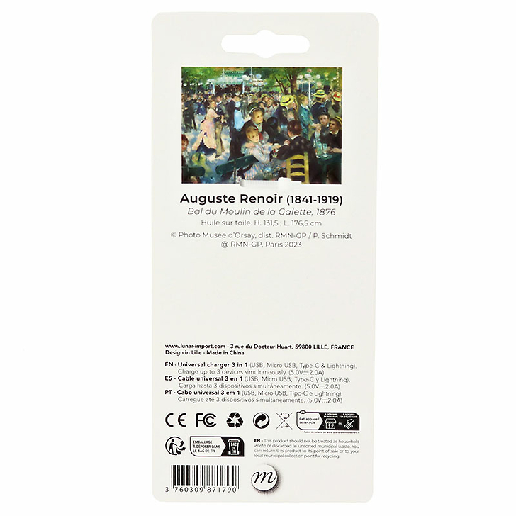 Universal charger 3 in 1 Auguste Renoir - Hat / Dance at Le moulin de la Galette