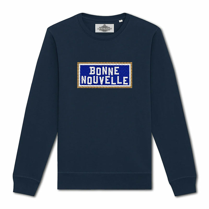 Embroidered Sweatshirt Bonne Nouvelle - Navy