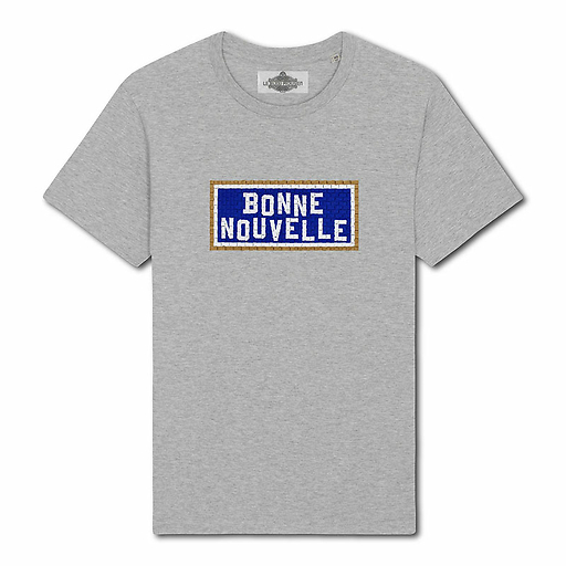 T-shirt brodé Bonne Nouvelle - Gris