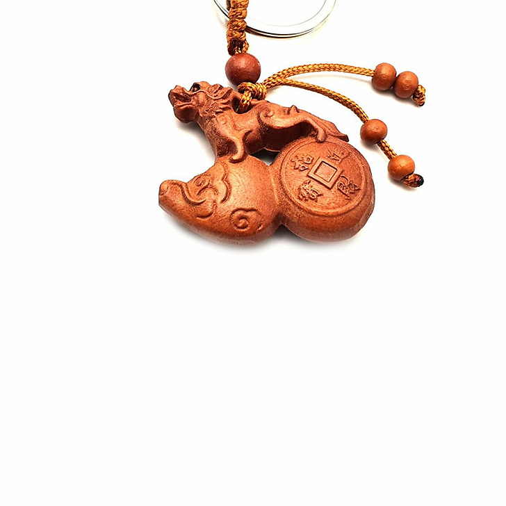 Porte-clés en bois Feng Shui - Dragon sur Wulou
