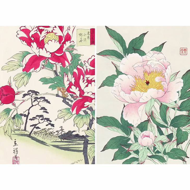 Roses, pivoines et iris par les grands maîtres de l'estampe japonaise