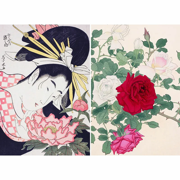 Roses, pivoines et iris par les grands maîtres de l'estampe japonaise