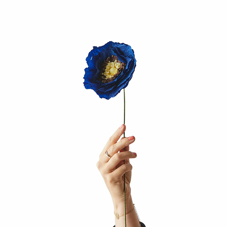 Fleur en papier Coquelicot - Bleu