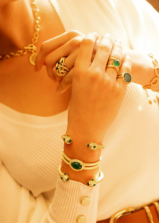 Bague Iris - Agate verte - Collection Constance