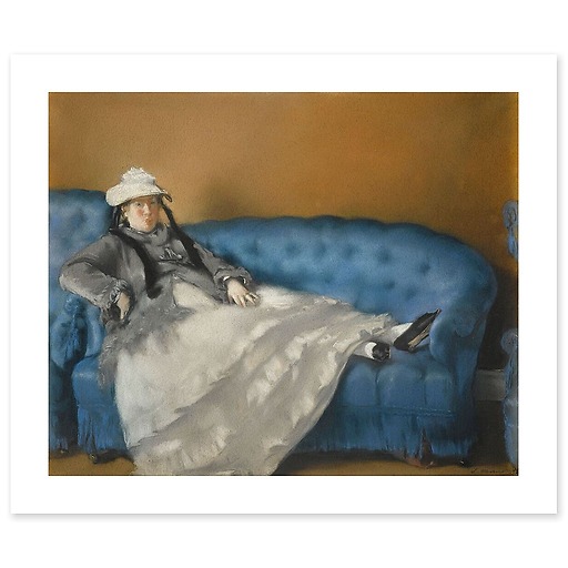 Portrait de madame Edouard Manet sur un canapé bleu (affiches d'art)