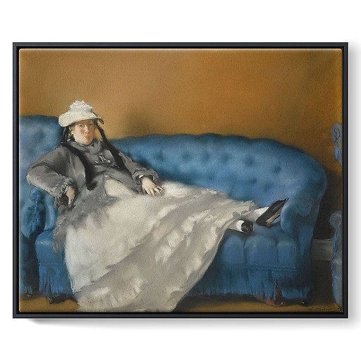 Portrait of Madame Edouard Manet on a blue sofa (framed canvas)