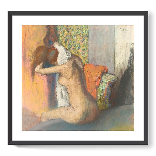 After the bath, woman wiping her neck (framed art prints)