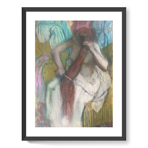 Woman combing her hair (framed art prints)