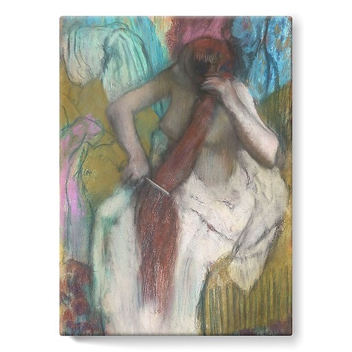 Woman combing her hair (stretched canvas)