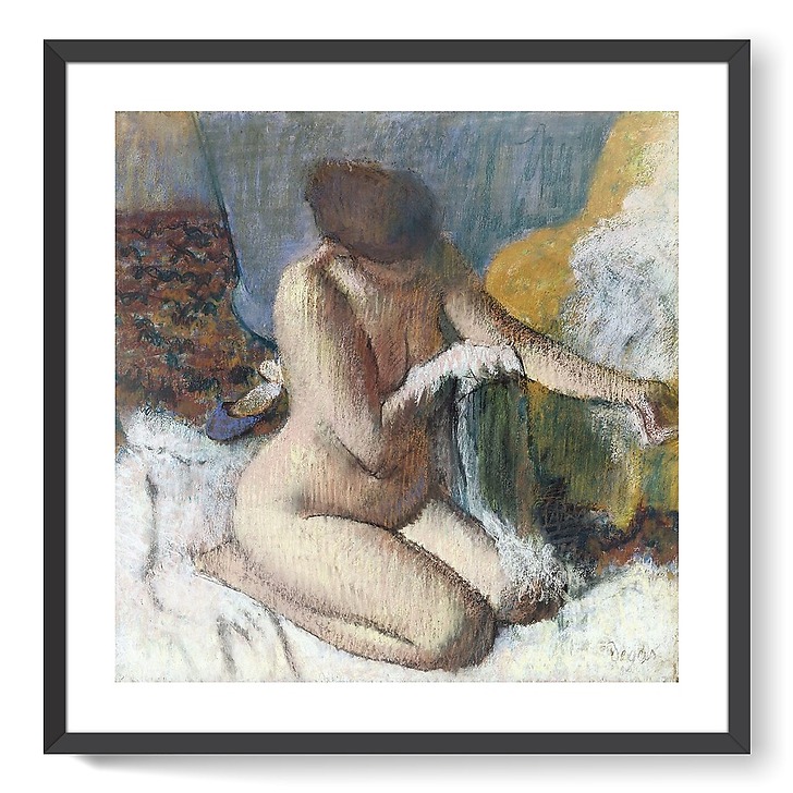 La sortie du bain ou Femme s'essuyant le bras gauche (affiches d'art encadrées)