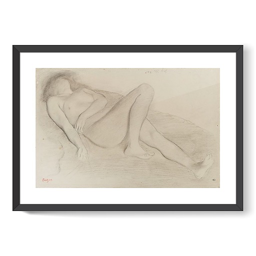 Naked woman, lying on her back (framed art prints)