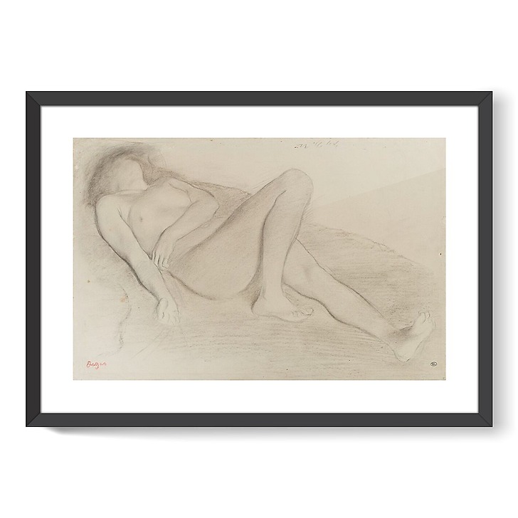 Naked woman, lying on her back (framed art prints)
