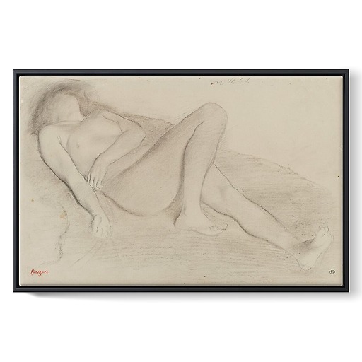 Naked woman, lying on her back (framed canvas)