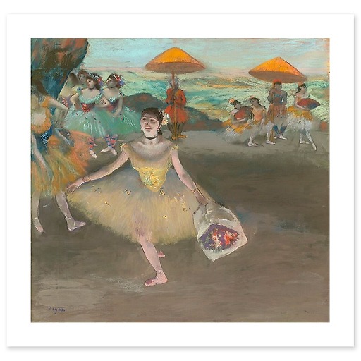 Dancer with bouquet, curtseying (art prints)