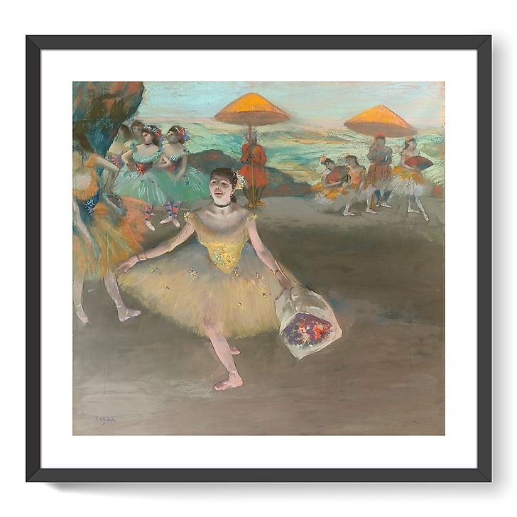 Danseuse au bouquet, saluant sur la scène (affiches d'art encadrées)