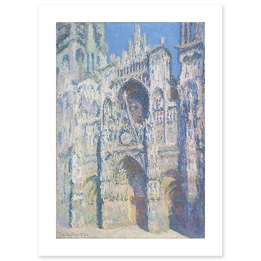 Cathédrale de Rouen, le portail et la tour Saint Romain, plein soleil, harmonie bleue et or (affiches d'art)