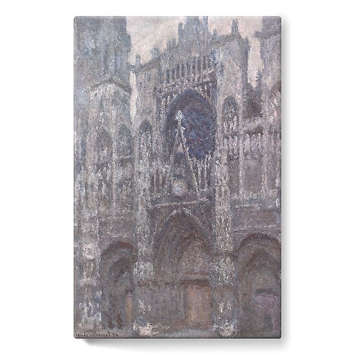 Cathédrale de Rouen, le portail, temps gris, harmonie grise (toiles sur châssis)