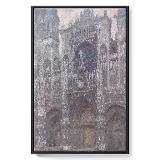 Rouen Cathedral: The gate, grey weather, Grey harmony (framed canvas)