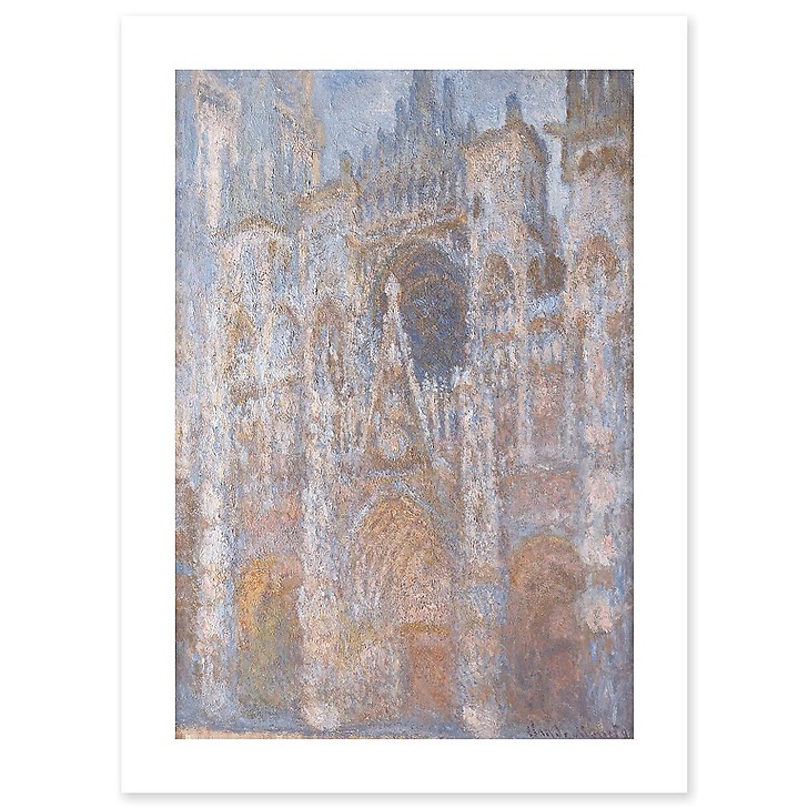 Rouen Cathedral, the gate, morning sun, Blue harmony (art prints)