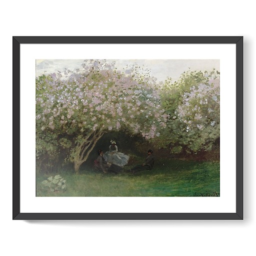 Lilas, temps gris, ou Le repos sous les lilas, jardin de Monet à Argenteuil (affiches d'art encadrées)