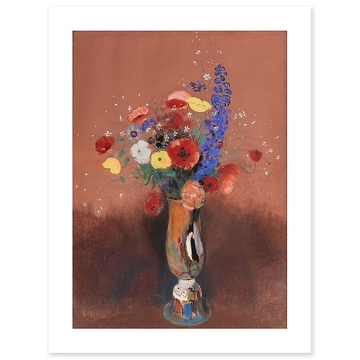 Bouquet de fleurs des champs dans un vase à long col (affiches d'art)