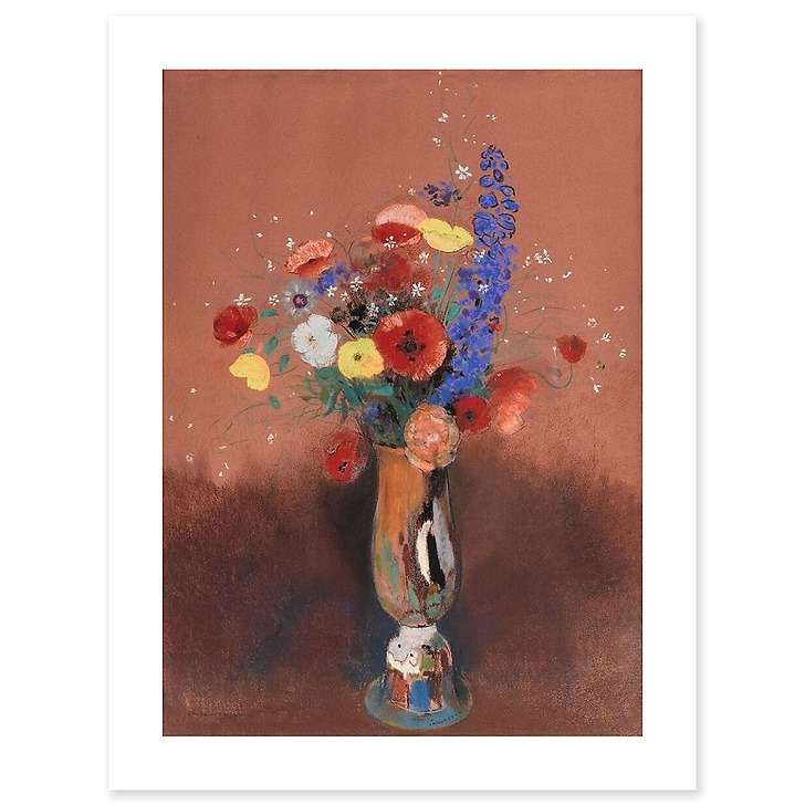 Bouquet de fleurs des champs dans un vase à long col (affiches d'art)