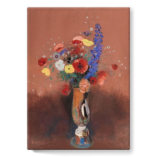 Bouquet de fleurs des champs dans un vase à long col (toiles sur châssis)