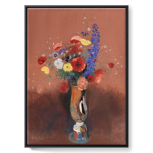 Wild flowers in a Long-necked Vase (framed canvas)