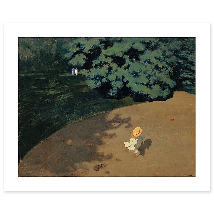 Le ballon ou Coin de parc avec enfant jouant au ballon (affiches d'art)