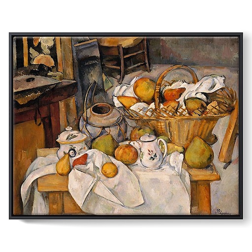 Kitchen table (Still-life with basket) (framed canvas)