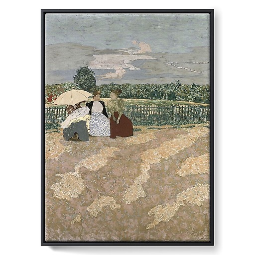 Public Gardens - The nannies, the conversation and the red parasol (framed canvas)