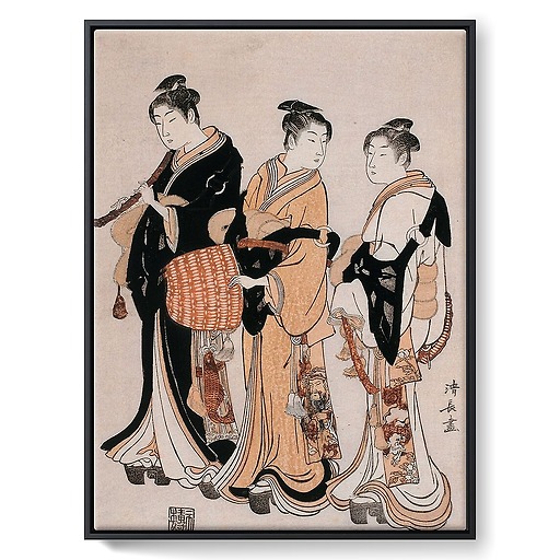 Trois jeunes femmes déguisées en Komuso (ménestrel ambulant) (toiles encadrées)