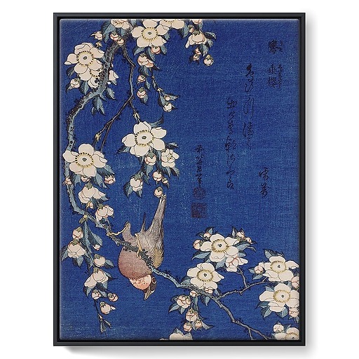 Bullfinch and weeping cherry-tree (framed canvas)