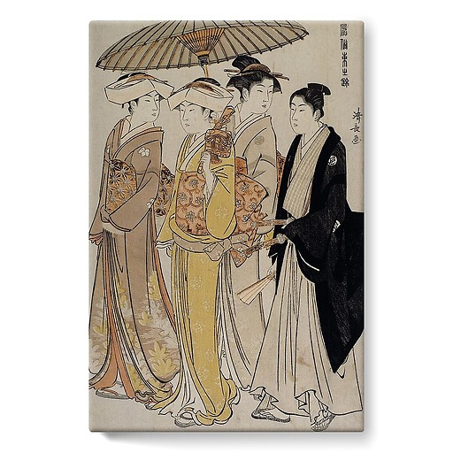 Samurai girls accompanied by a young man (stretched canvas)