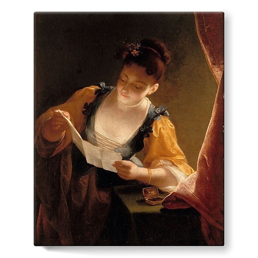Young Woman Reading a Letter (stretched canvas)
