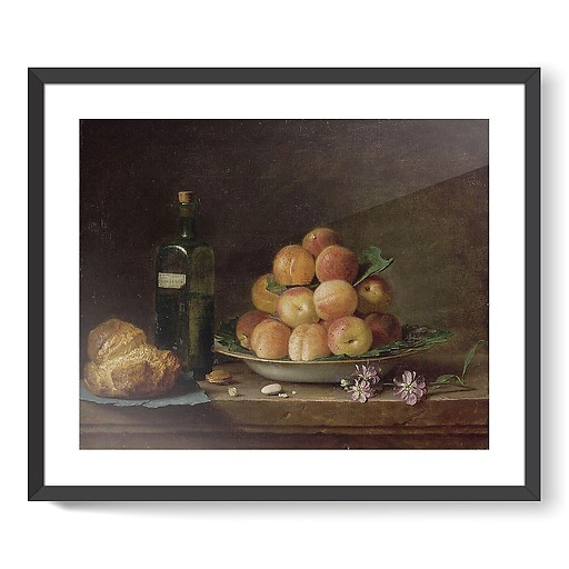 Still life with peaches and brioche (framed art prints)