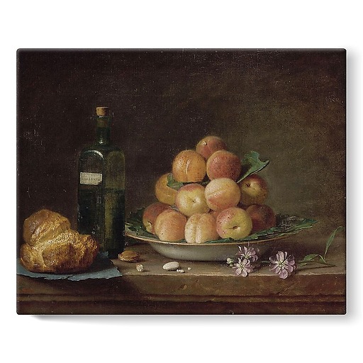 Still life with peaches and brioche (stretched canvas)
