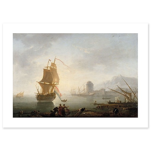 Navy, lunchtime, fishermen pulling a net (canvas without frame)