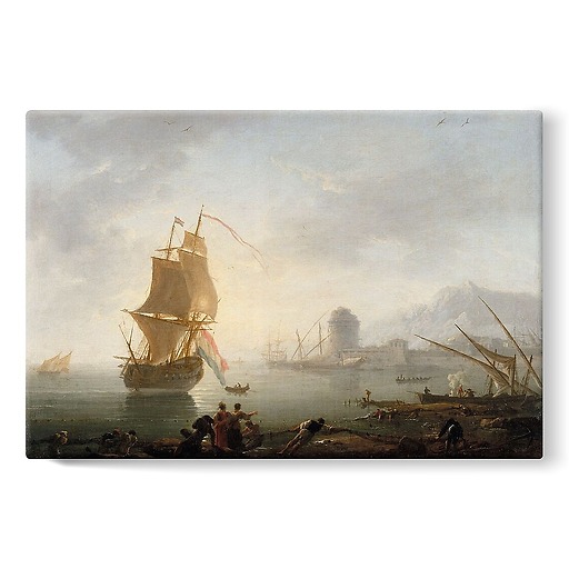 Navy, lunchtime, fishermen pulling a net (stretched canvas)