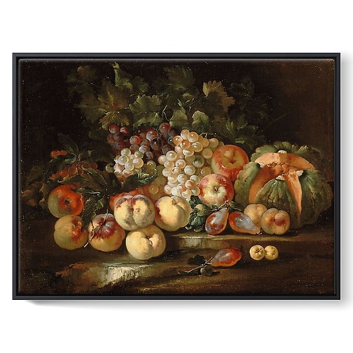 Still life with grapes and apples (framed canvas)