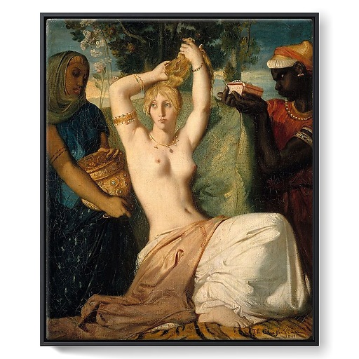 Esther adorning herself to be presented to King Ahasuerus called Esther's Toilet (framed canvas)