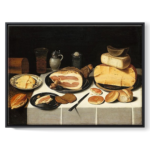Still life with ham (framed canvas)