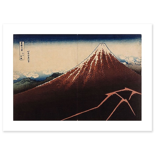 Le Mont Fuji sous l'orage avec des éclairs (affiches d'art)