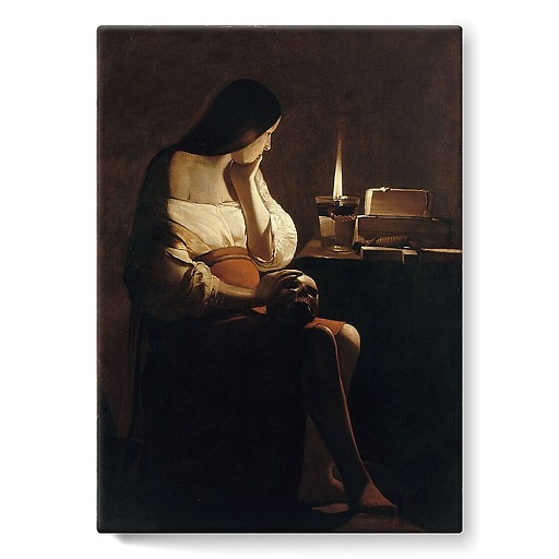 Mary Magdalene with a night light (stretched canvas)